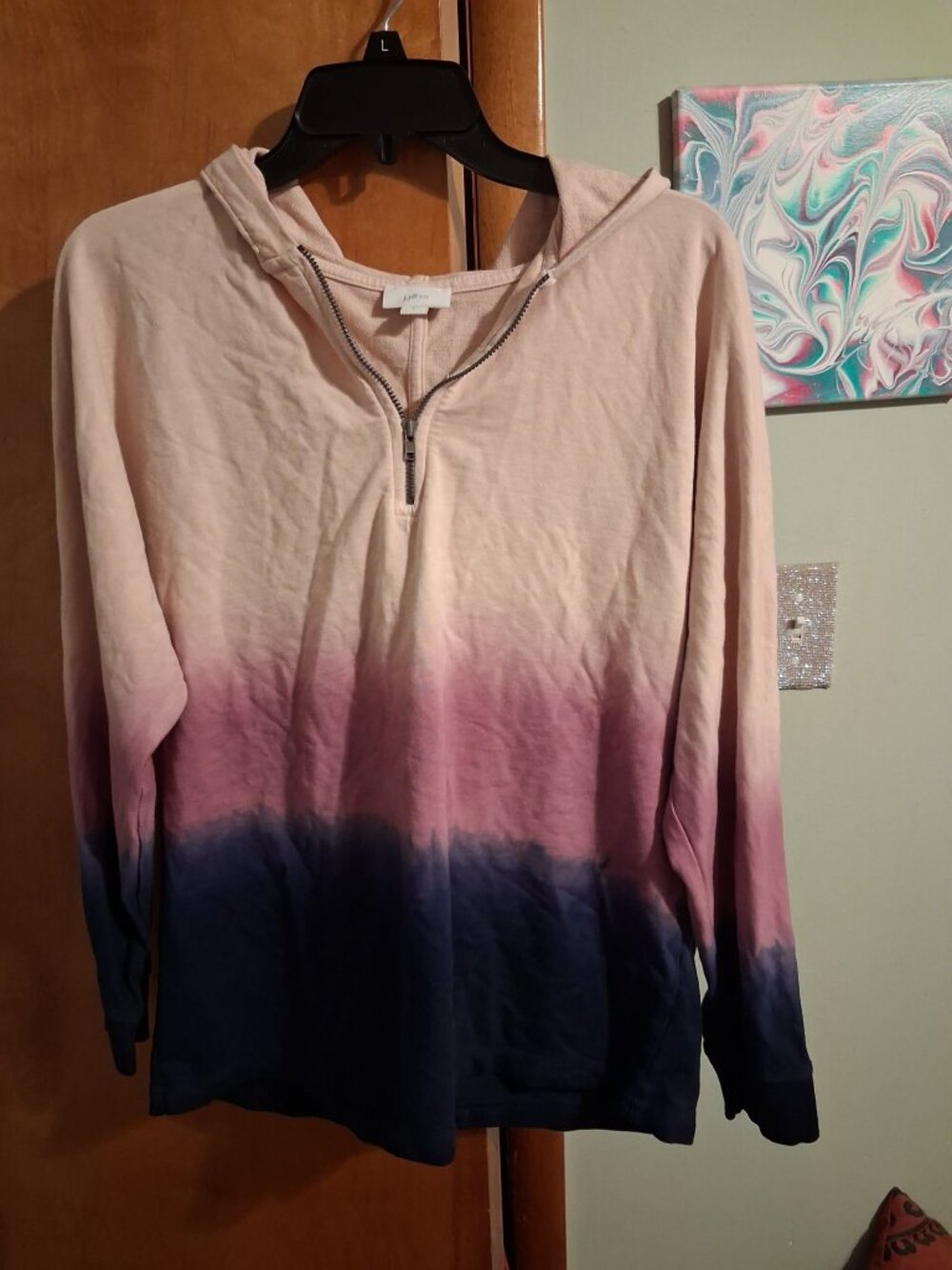 J. Jill Fit Pullover Half Zip Hoodie Size Small Ombre
